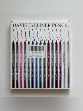 Davis 15-Color Waterproof Eyeliner Pencil Set – Long-Lasting, Smudge-Proof